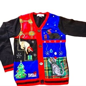 Vintage Jolly Sweater Cat Lady Christmas Sweater pull over Sweater